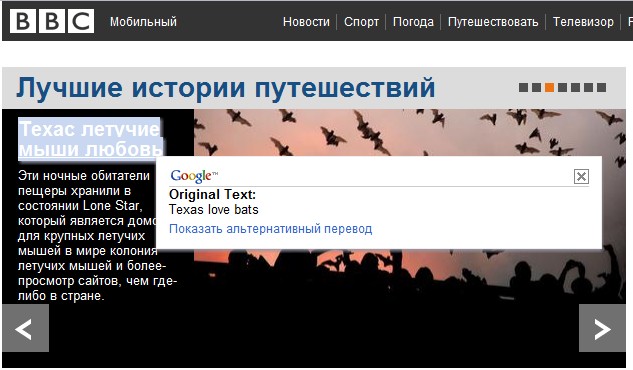 Пример перевода Google Translate Пример перевода Google Translate