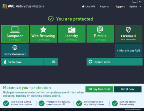 Внешний вид новой версии AVG Anti-Virus Free 2013